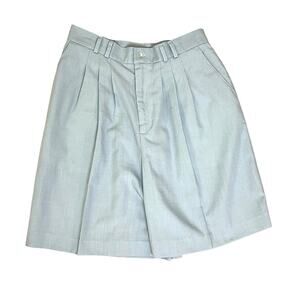 Vintage EHL Shorts Womens Size 14 High Waisted Pleated Blue Poly Rayon 8" Inseam